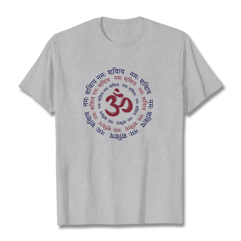 Buddha StonesOM マントラ キャラクター サンスクリット コットン Tシャツ - ライトグレー - 2XL - image 12