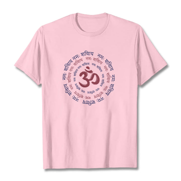 Buddha StonesOM マントラ キャラクター サンスクリット コットン Tシャツ - ライトピンク - 2XL - image 10