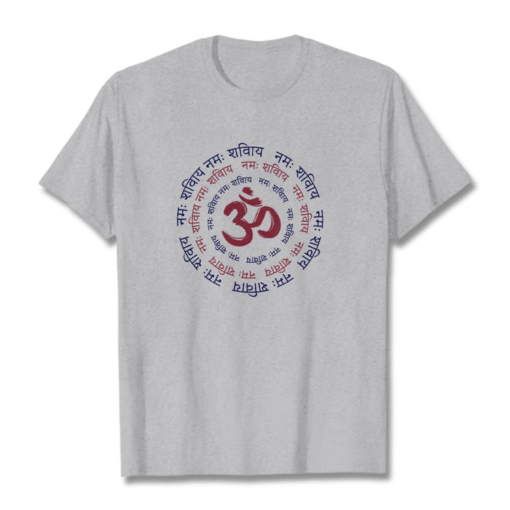 Buddha StonesOM マントラ キャラクター サンスクリット コットン Tシャツ - ライトグレー - 2XL - image 11
