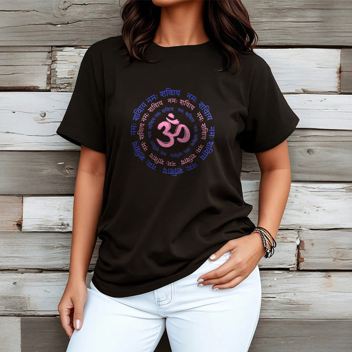 Buddha StonesOM マントラ キャラクター サンスクリット コットン Tシャツ - image 14