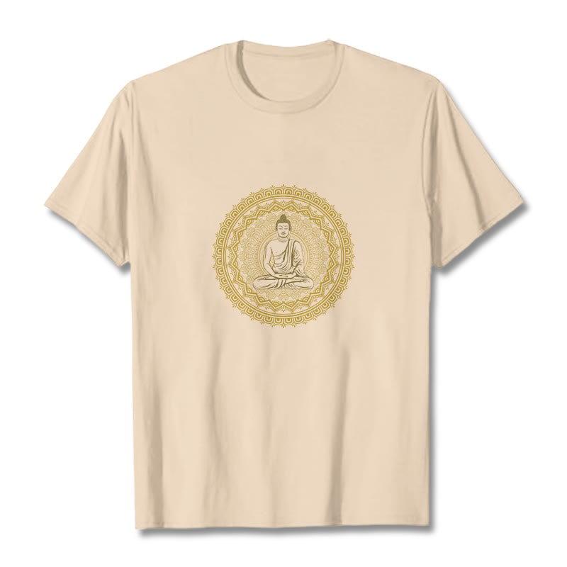 Buddha StonesマンダラブッダコットンTシャツ - ビスク - 2XL - image 1