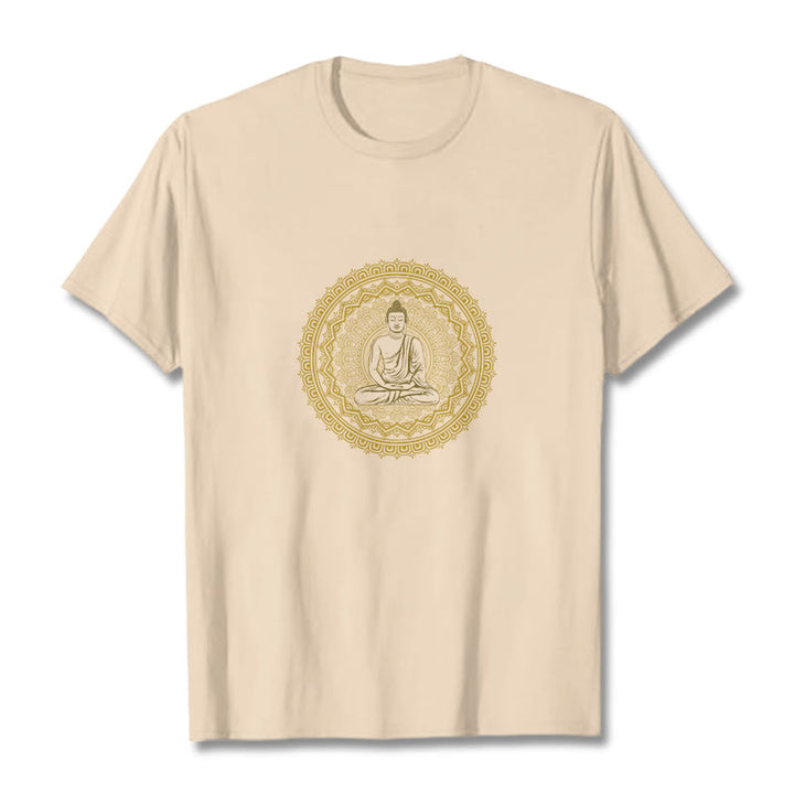 Buddha StonesマンダラブッダコットンTシャツ - ビスク - 2XL - image 1