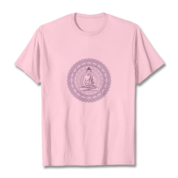 Buddha StonesマンダラブッダコットンTシャツ - ライトピンク - 2XL - image 19