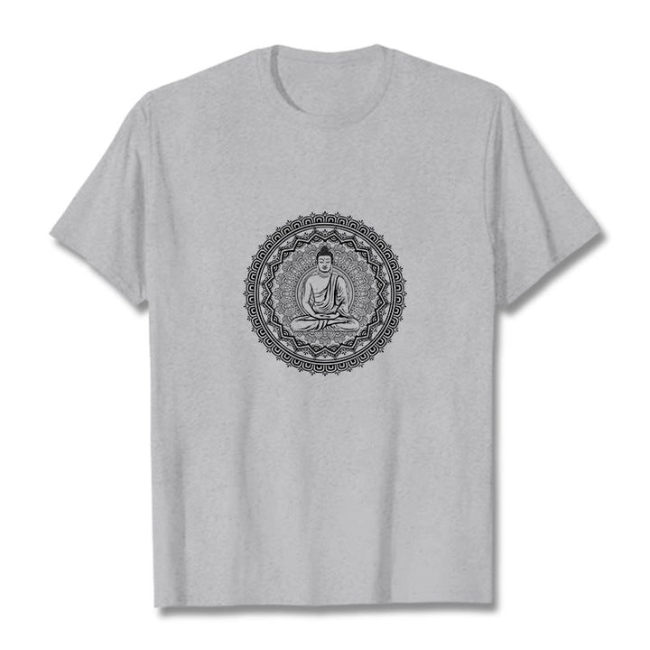 Buddha StonesマンダラブッダコットンTシャツ - ライトグレー - 2XL - image 14
