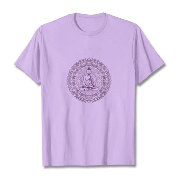 Buddha StonesマンダラブッダコットンTシャツ - 梅 - 2XL - image 3