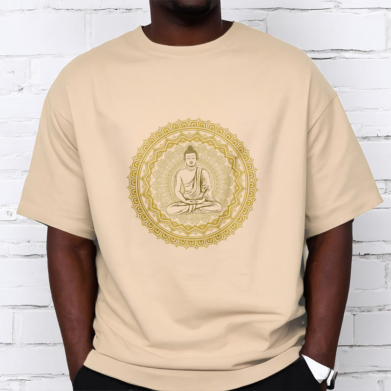 Buddha StonesマンダラブッダコットンTシャツ - image 2