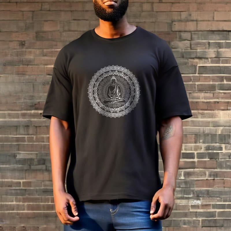 Buddha StonesマンダラブッダコットンTシャツ - image 11