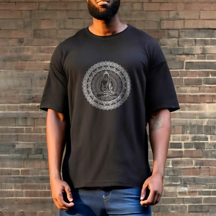 Buddha StonesマンダラブッダコットンTシャツ - image 11