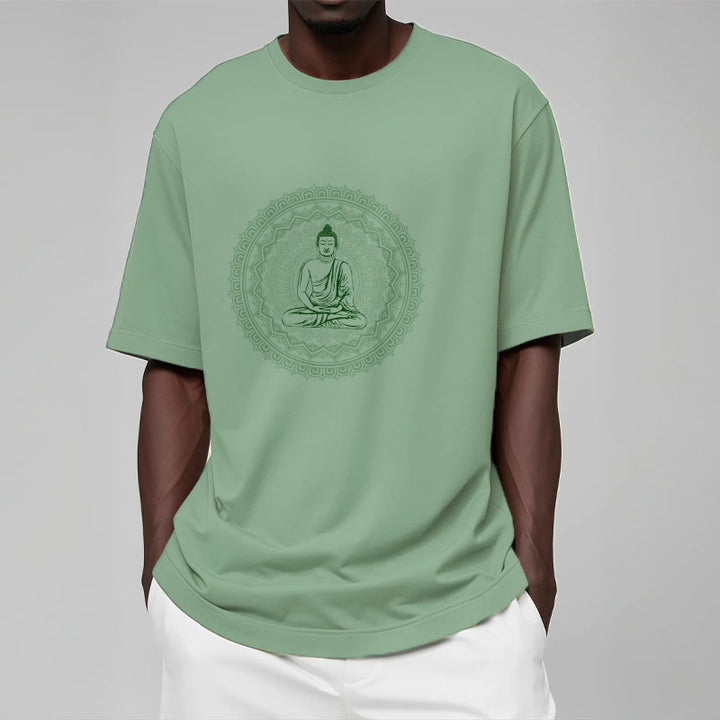 Buddha StonesマンダラブッダコットンTシャツ - image 18
