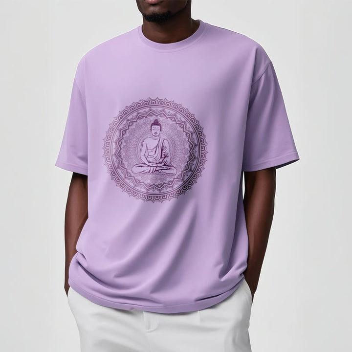 Buddha StonesマンダラブッダコットンTシャツ - image 3