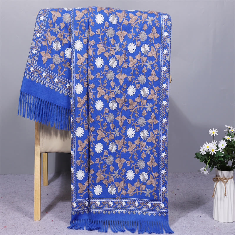 Buddha Stonesポリエステルショール カシューナッツの花 刺繍 タッセル 冬用 心地よい 旅行用スカーフ ラップ