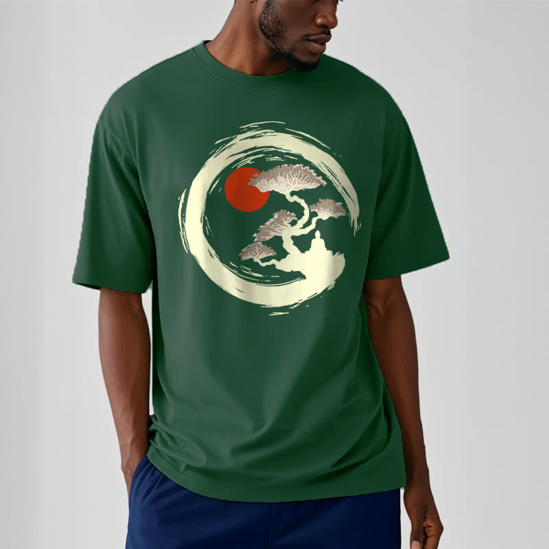 Buddha Stones、赤い太陽、松、禅サークル、瞑想、仏陀Tシャツ - image 12