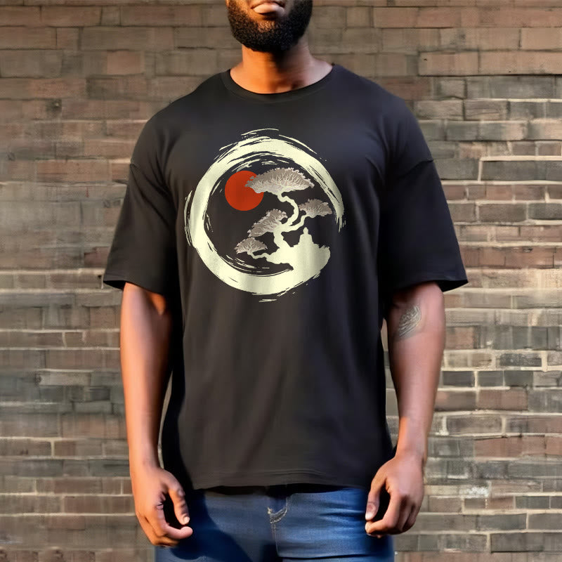 Buddha Stones、赤い太陽、松、禅サークル、瞑想、仏陀Tシャツ - image 4