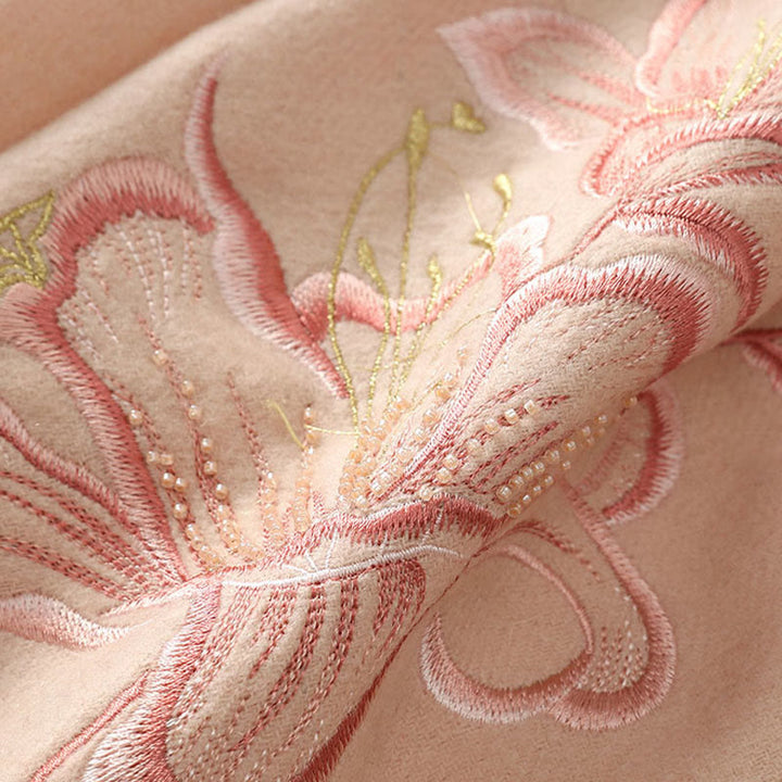 Buddha Stonesウールショール ユリ刺繍タッセル 冬用 心地よい旅行用スカーフ ラップ - image 5