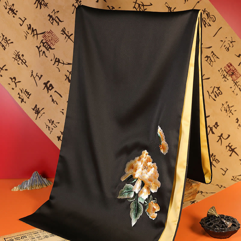 Buddha Stonesポリエステルショール玉蘭蝶竹カササギ蘇州刺繍冬心地旅行スカーフラップ
