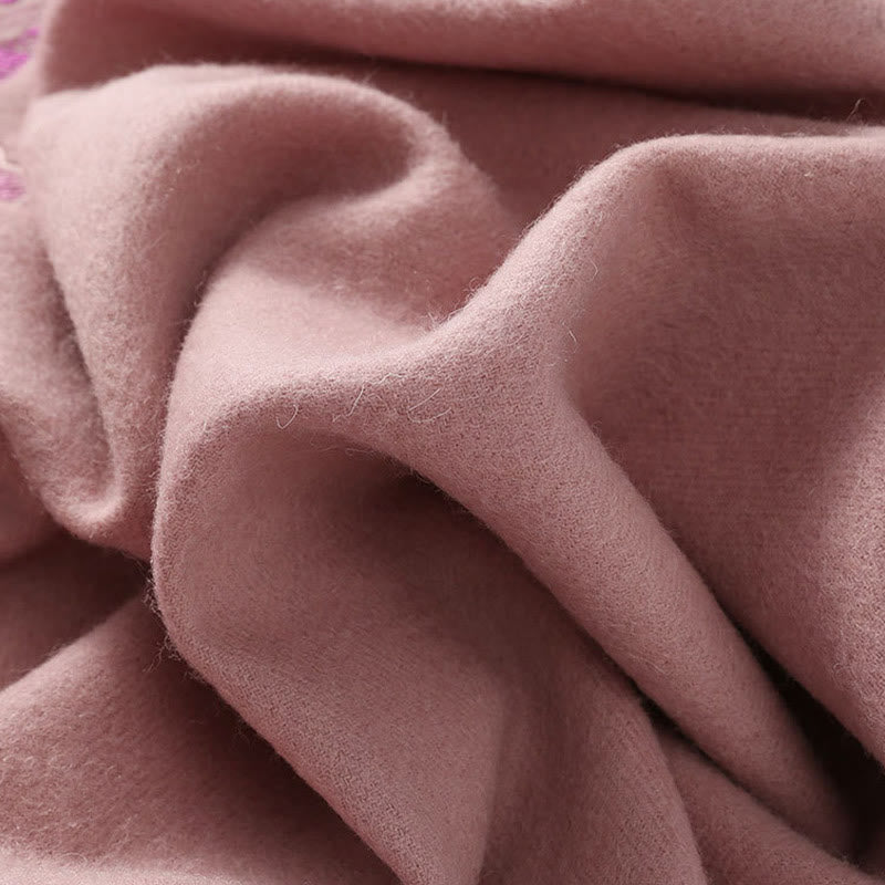 Buddha Stonesウールショールフラワースパンコール刺繍タッセル冬用快適トラベルスカーフラップ - image 1