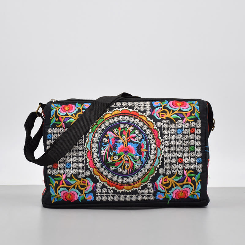 Buddha Stonesガルサン イヌラ 花 牡丹 孔雀 両面刺繍 キャンバス ショッピングバッグ ハンドバッグ クロスボディバッグ