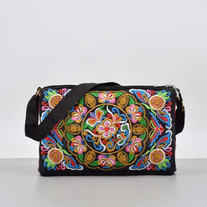 Buddha Stonesガルサン イヌラ 花 牡丹 孔雀 両面刺繍 キャンバス ショッピングバッグ ハンドバッグ クロスボディバッグ