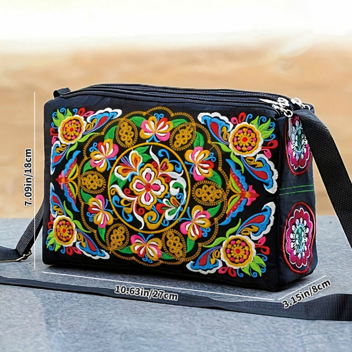 Buddha Stonesガルサン イヌラ 花 牡丹 孔雀 両面刺繍 キャンバス ショッピングバッグ ハンドバッグ クロスボディバッグ