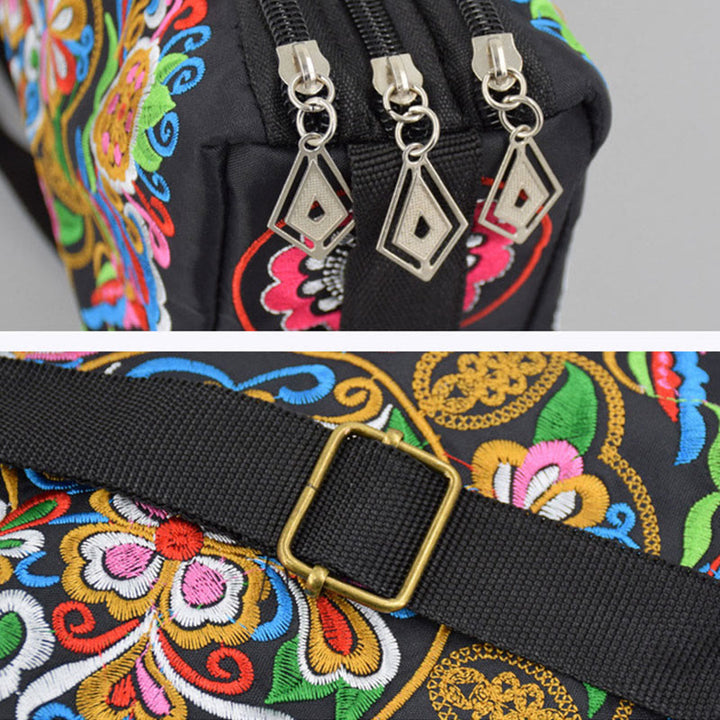 Buddha Stonesガルサン イヌラ 花 牡丹 孔雀 両面刺繍 キャンバス ショッピングバッグ ハンドバッグ クロスボディバッグ