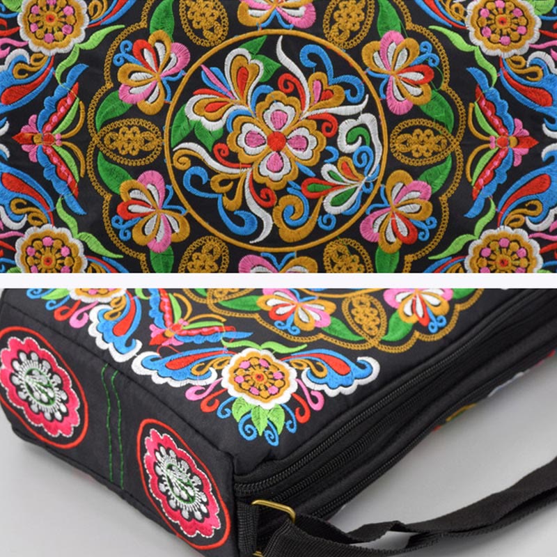 Buddha Stonesガルサン イヌラ 花 牡丹 孔雀 両面刺繍 キャンバス ショッピングバッグ ハンドバッグ クロスボディバッグ