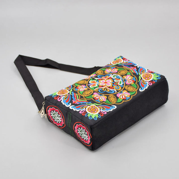 Buddha Stonesガルサン イヌラ 花 牡丹 孔雀 両面刺繍 キャンバス ショッピングバッグ ハンドバッグ クロスボディバッグ