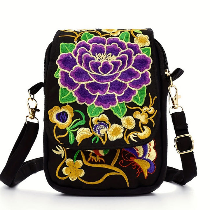 Buddha Stonesラフラワー 牡丹刺繍 キャンバス ショッピングバッグ ハンドバッグ クロスボディバッグ