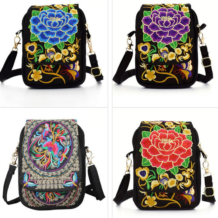 Buddha Stonesラフラワー 牡丹刺繍 キャンバス ショッピングバッグ ハンドバッグ クロスボディバッグ