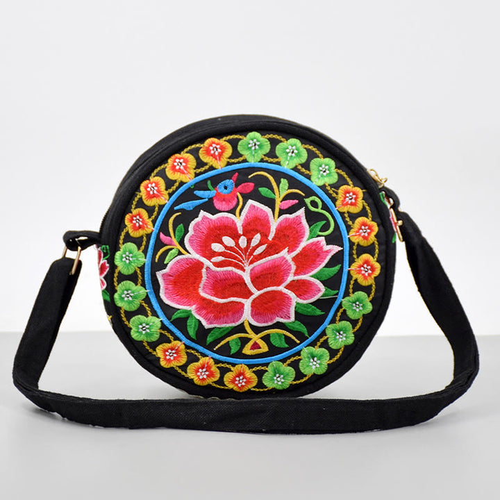 Buddha Stones、金のなる木、ガルサン、イヌラの花、牡丹、バラ、孔雀、両面刺繍、キャンバス、ショッピングバッグ、ハンドバッグ、クロスボディバッグ