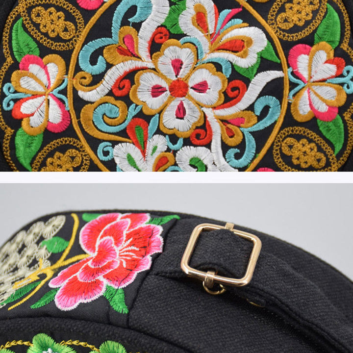 Buddha Stones、金のなる木、ガルサン、イヌラの花、牡丹、バラ、孔雀、両面刺繍、キャンバス、ショッピングバッグ、ハンドバッグ、クロスボディバッグ
