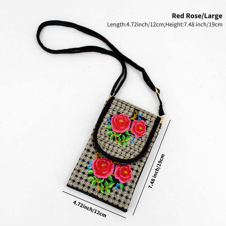 Buddha Stonesイヌラ フラワー ローズ 刺繍 キャンバス バックパック クロスボディバッグ