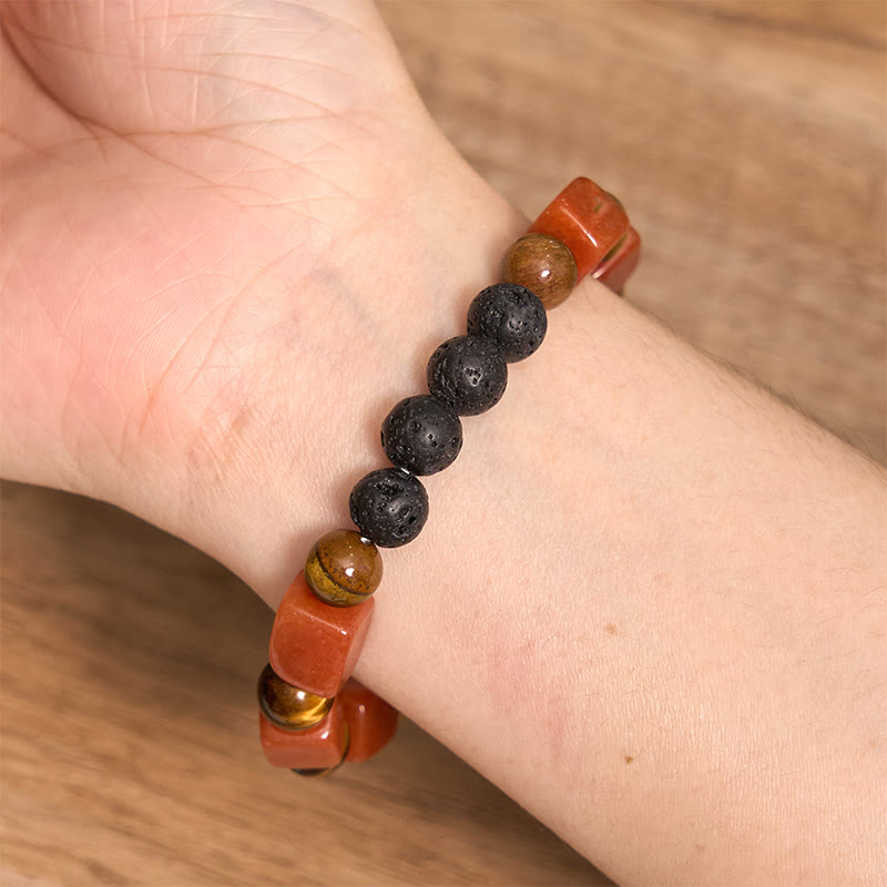 Buddha Stones各種クリスタルキューブアメジスト溶岩石サポートブレスレット