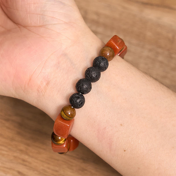 Buddha Stones各種クリスタルキューブアメジスト溶岩石サポートブレスレット
