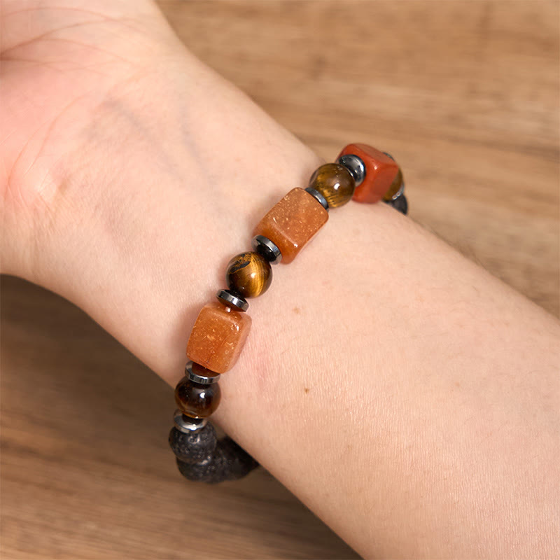 Buddha Stones各種クリスタルキューブアメジスト溶岩石サポートブレスレット