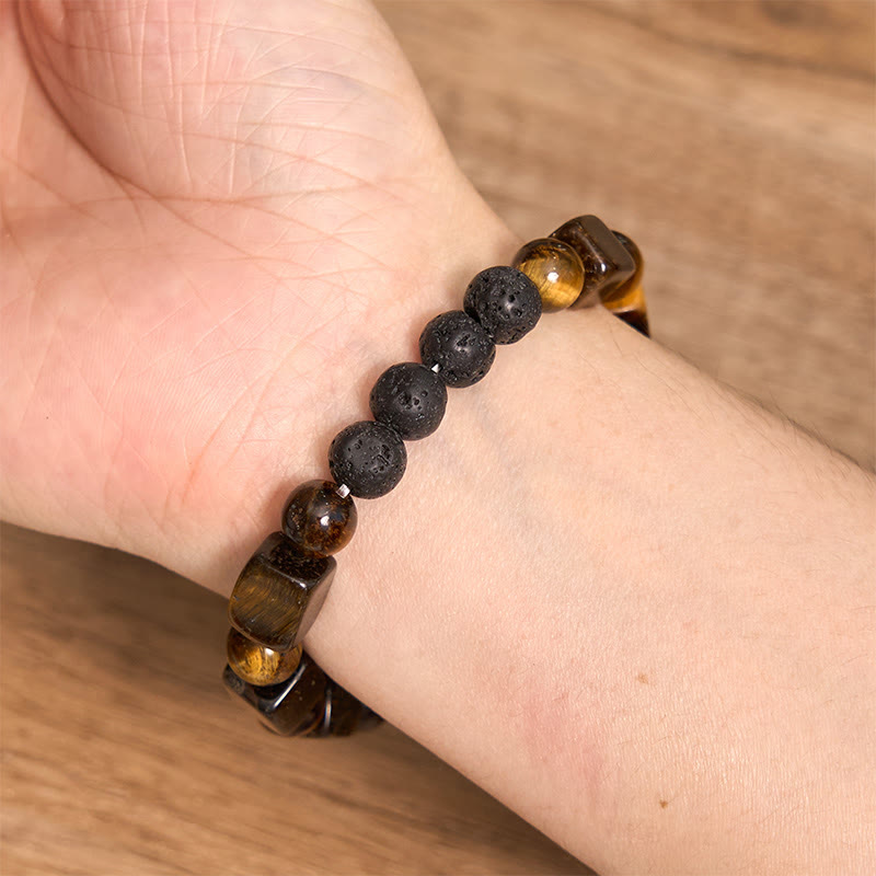 Buddha Stones各種クリスタルキューブアメジスト溶岩石サポートブレスレット