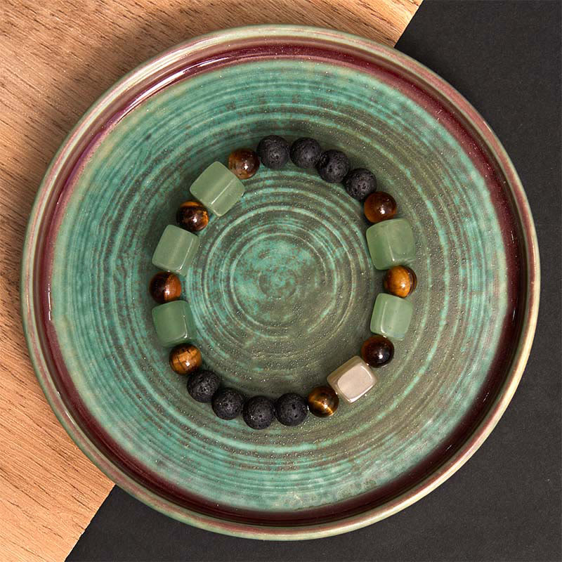 Buddha Stones各種クリスタルキューブアメジスト溶岩石サポートブレスレット