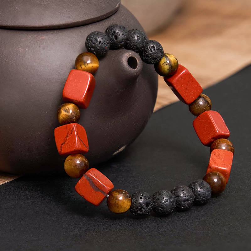 Buddha Stones各種クリスタルキューブアメジスト溶岩石サポートブレスレット