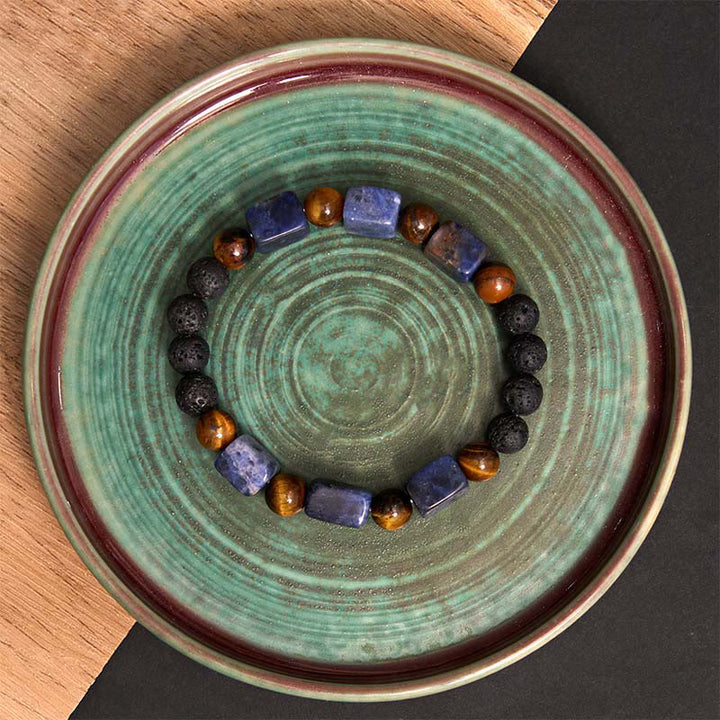Buddha Stones各種クリスタルキューブアメジスト溶岩石サポートブレスレット