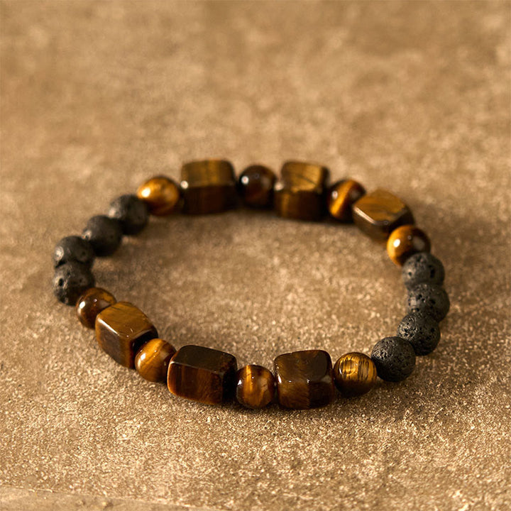 Buddha Stones各種クリスタルキューブアメジスト溶岩石サポートブレスレット