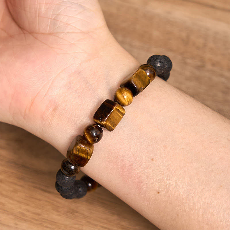 Buddha Stones各種クリスタルキューブアメジスト溶岩石サポートブレスレット