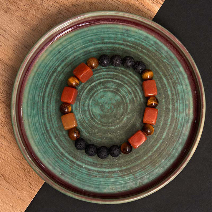 Buddha Stones各種クリスタルキューブアメジスト溶岩石サポートブレスレット