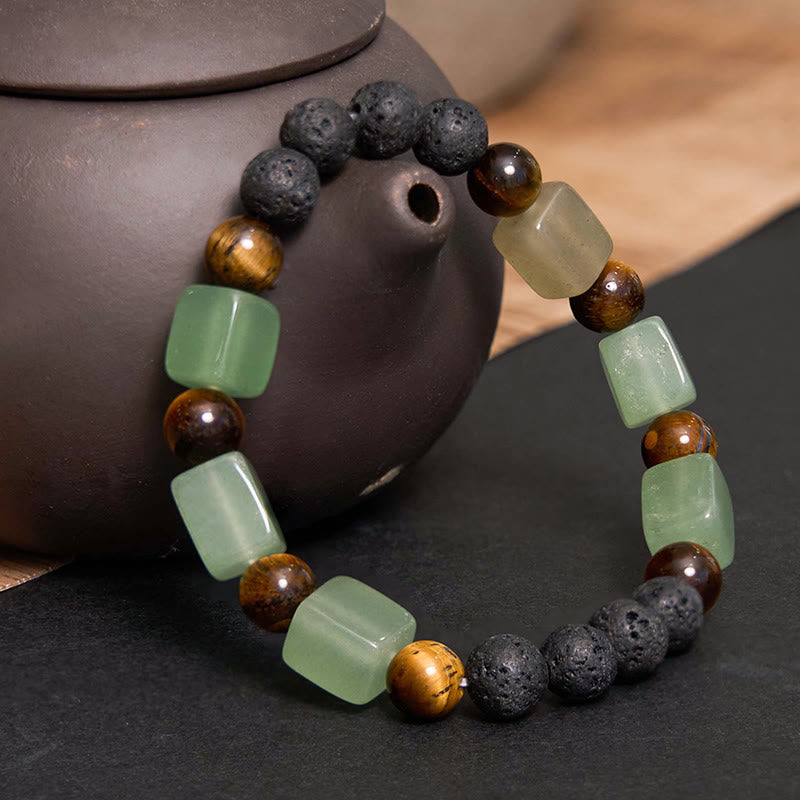 Buddha Stones各種クリスタルキューブアメジスト溶岩石サポートブレスレット