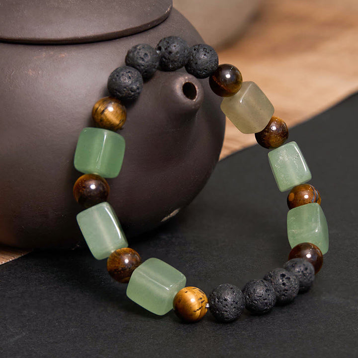 Buddha Stones各種クリスタルキューブアメジスト溶岩石サポートブレスレット