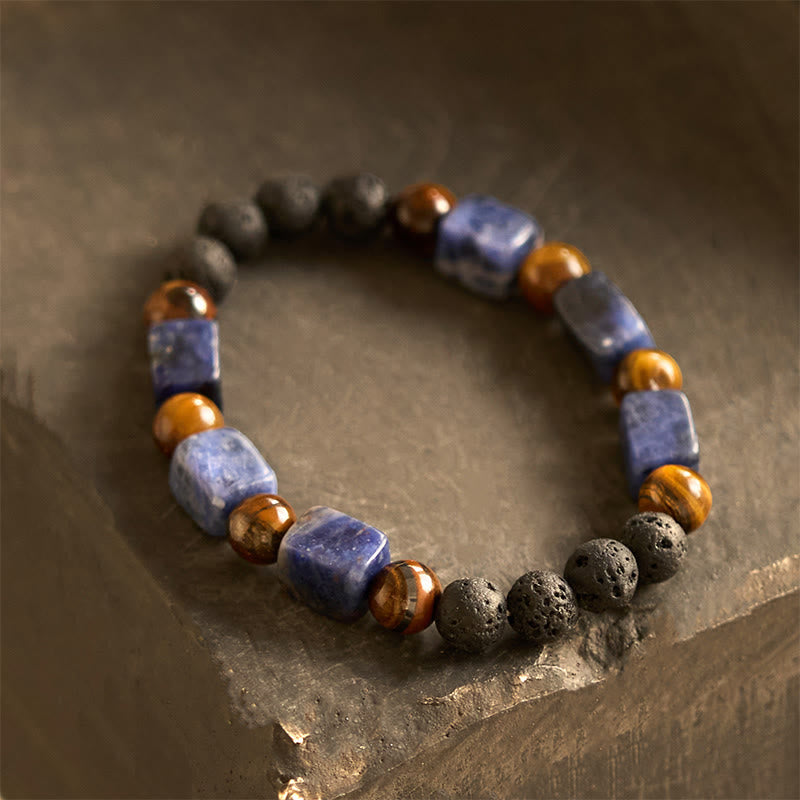 Buddha Stones各種クリスタルキューブアメジスト溶岩石サポートブレスレット