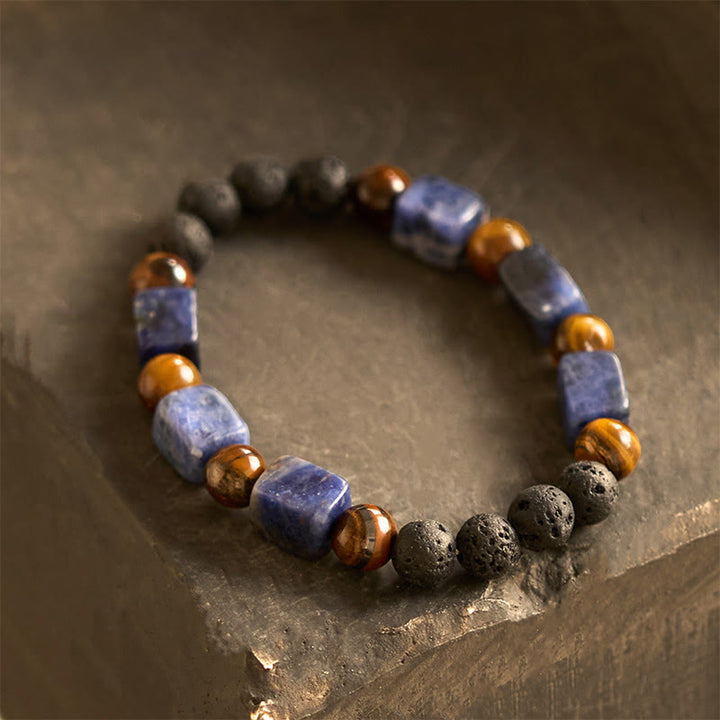 Buddha Stones各種クリスタルキューブアメジスト溶岩石サポートブレスレット