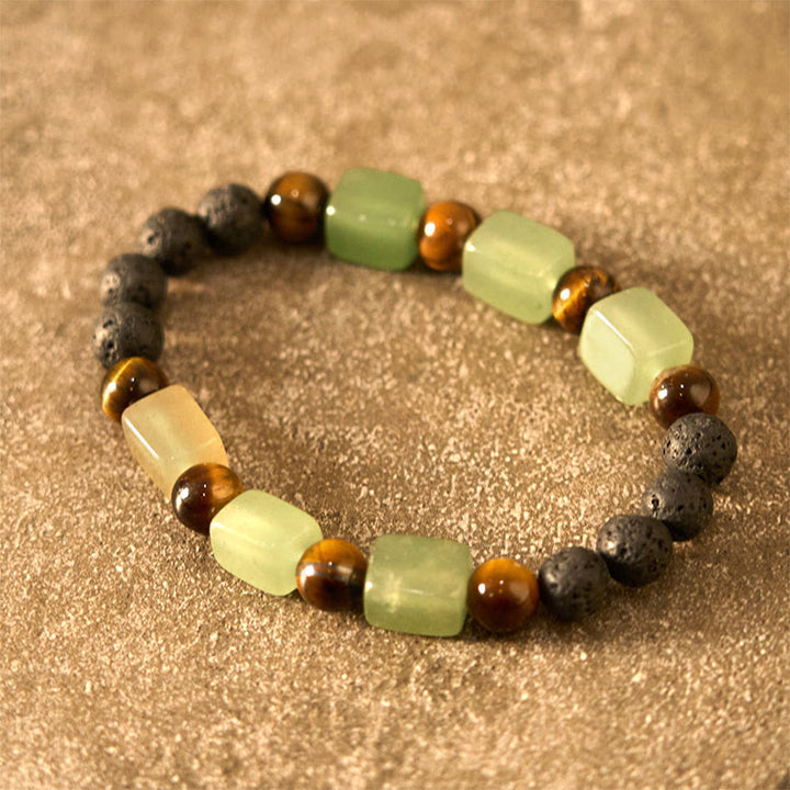 Buddha Stones各種クリスタルキューブアメジスト溶岩石サポートブレスレット