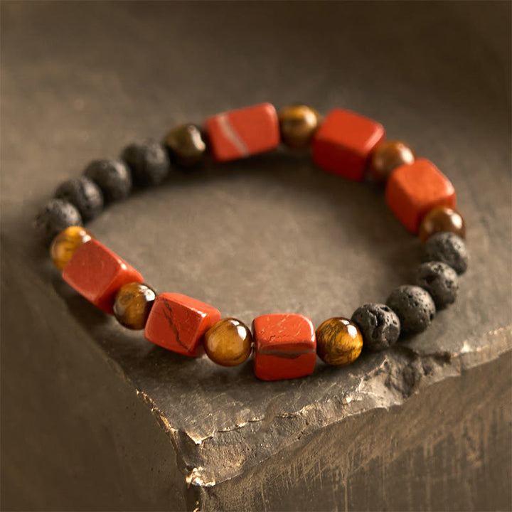 Buddha Stones各種クリスタルキューブアメジスト溶岩石サポートブレスレット