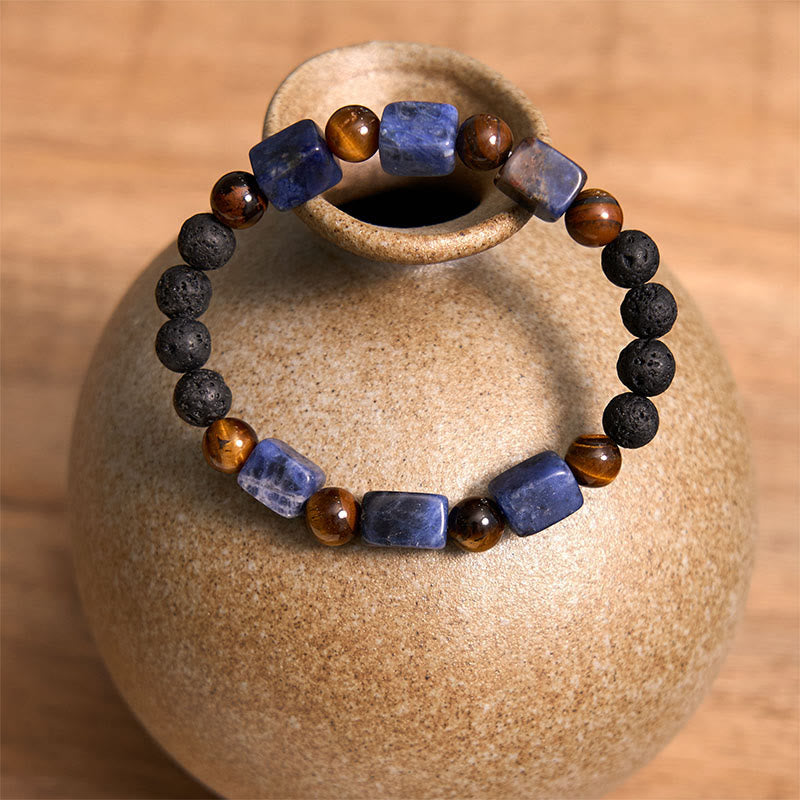 Buddha Stones各種クリスタルキューブアメジスト溶岩石サポートブレスレット