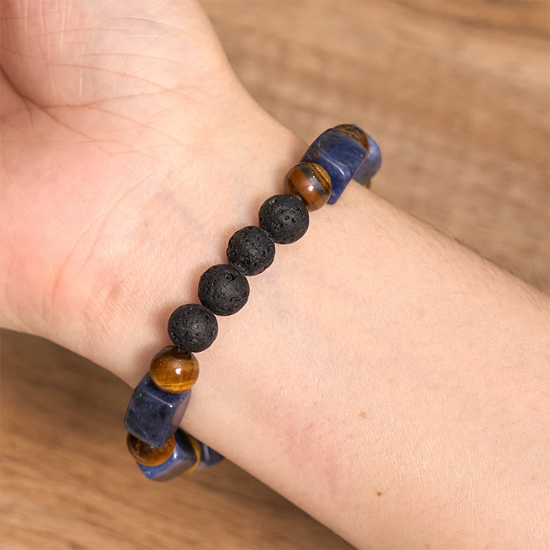 Buddha Stones各種クリスタルキューブアメジスト溶岩石サポートブレスレット