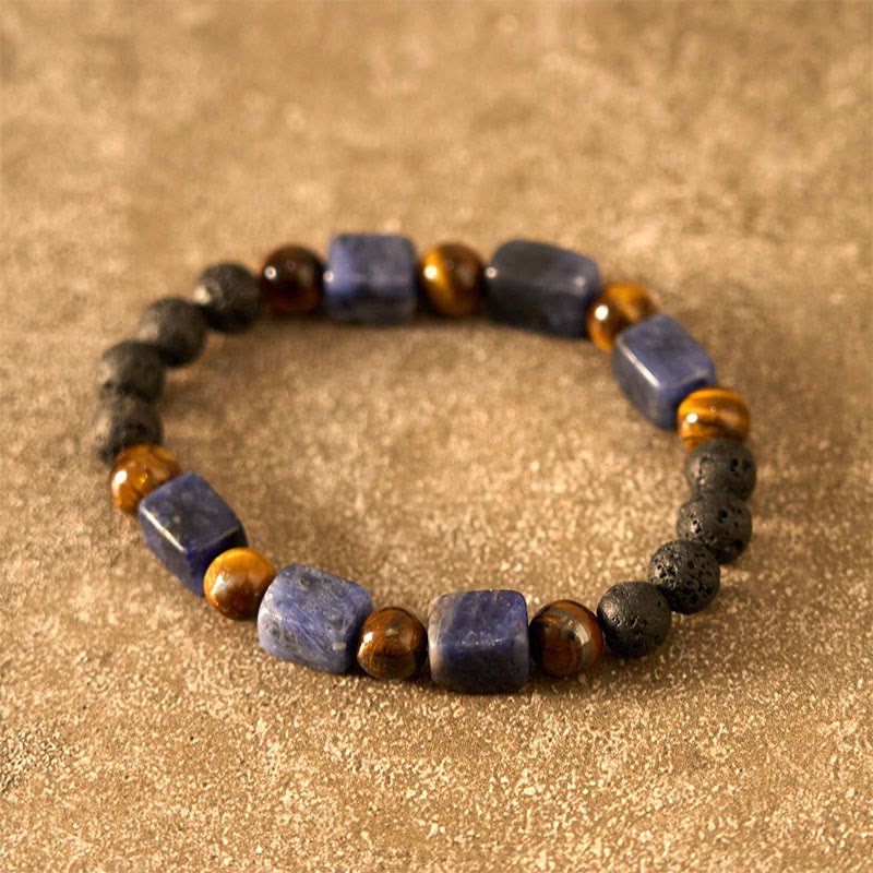 Buddha Stones各種クリスタルキューブアメジスト溶岩石サポートブレスレット